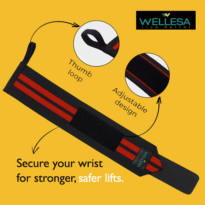 WELLESA Griplock Nylon Wrist Supporter Band for Men & Women