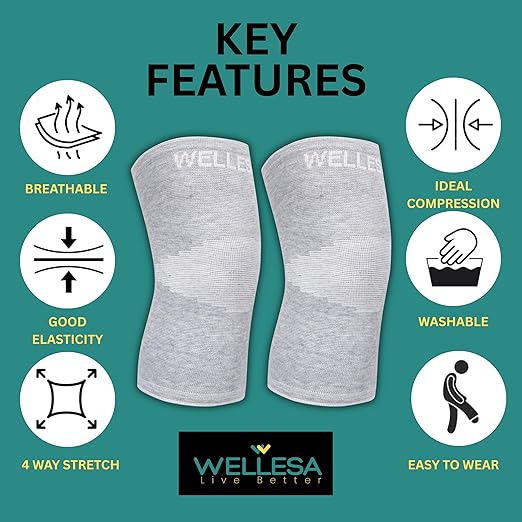 WELLESA EasyFit Knee Cap for Everyday Comfort & Active Support — Lightweight Compression Sleeve