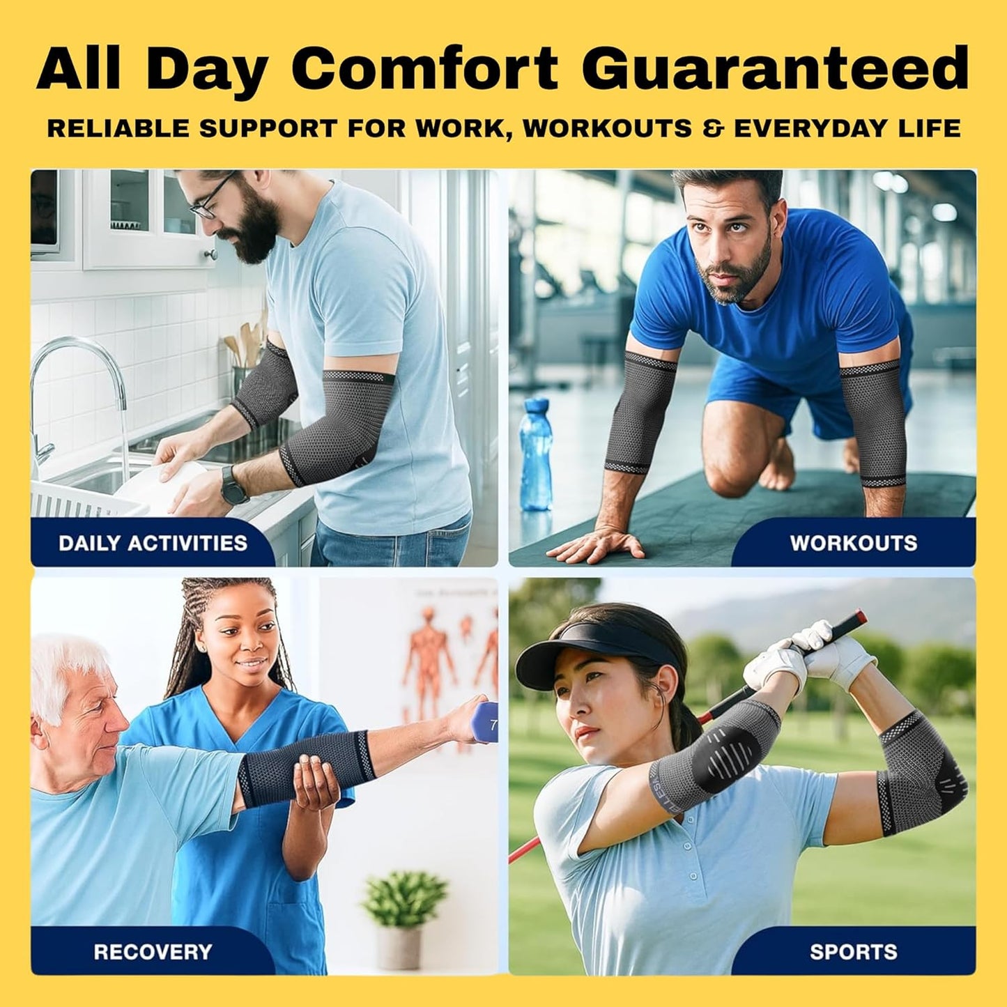 WELLESA Elbow Support Sleeve for Men & Women