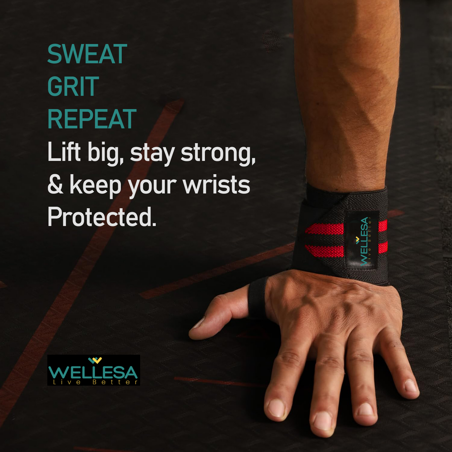 WELLESA Griplock Nylon Wrist Supporter Band for Men & Women