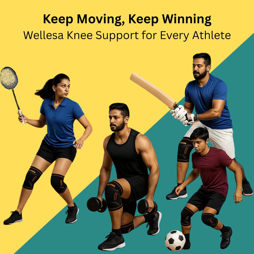 WELLESA NeoGrip 3D Knee Cap with Anti-Slip Design — Sports & Gym Compression Support Sleeve
