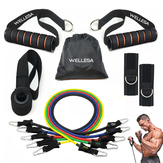 Wellesa 11-Piece Resistance Bands Set for Full-Body Exercise, Stretching & Workout