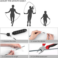Wellesa Skipping Rope for Men & Women Anti-Slip Foam Handles | PVC Coated Steel Wire Jumping Rope for Kids, Adults | Cardio, Fat Burn & Gym Workout - Black