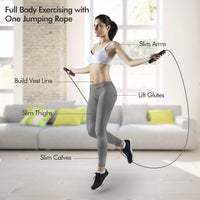 Wellesa Skipping Rope for Men & Women Anti-Slip Foam Handles | PVC Coated Steel Wire Jumping Rope for Kids, Adults | Cardio, Fat Burn & Gym Workout - Black