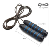 Wellesa Skipping Rope for Men & Women Anti-Slip Foam Handles | PVC Coated Steel Wire Jumping Rope for Kids, Adults | Cardio, Fat Burn & Gym Workout - Black