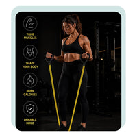 Wellesa Double Toning Tube Resistance Band | 30KG Heavy Duty Exercise Band with D-Handle | Home Gym Workout, Strength Training & Physiotherapy Equipment | 6 Months Warranty