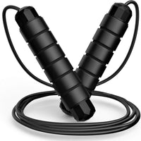 Wellesa Skipping Rope for Men & Women Anti-Slip Foam Handles | PVC Coated Steel Wire Jumping Rope for Kids, Adults | Cardio, Fat Burn & Gym Workout - Black