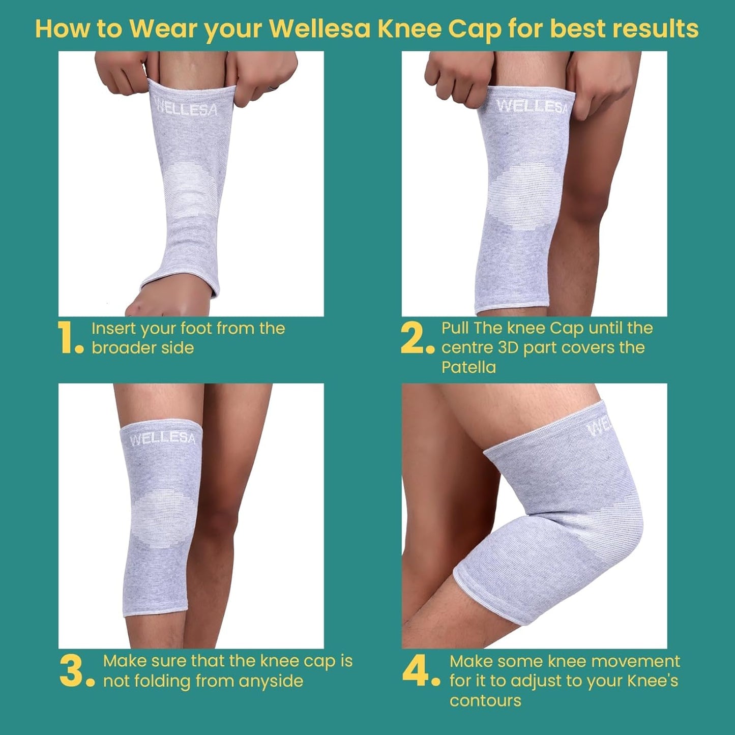 WELLESA EasyFit Knee Cap for Everyday Comfort & Active Support — Lightweight Compression Sleeve