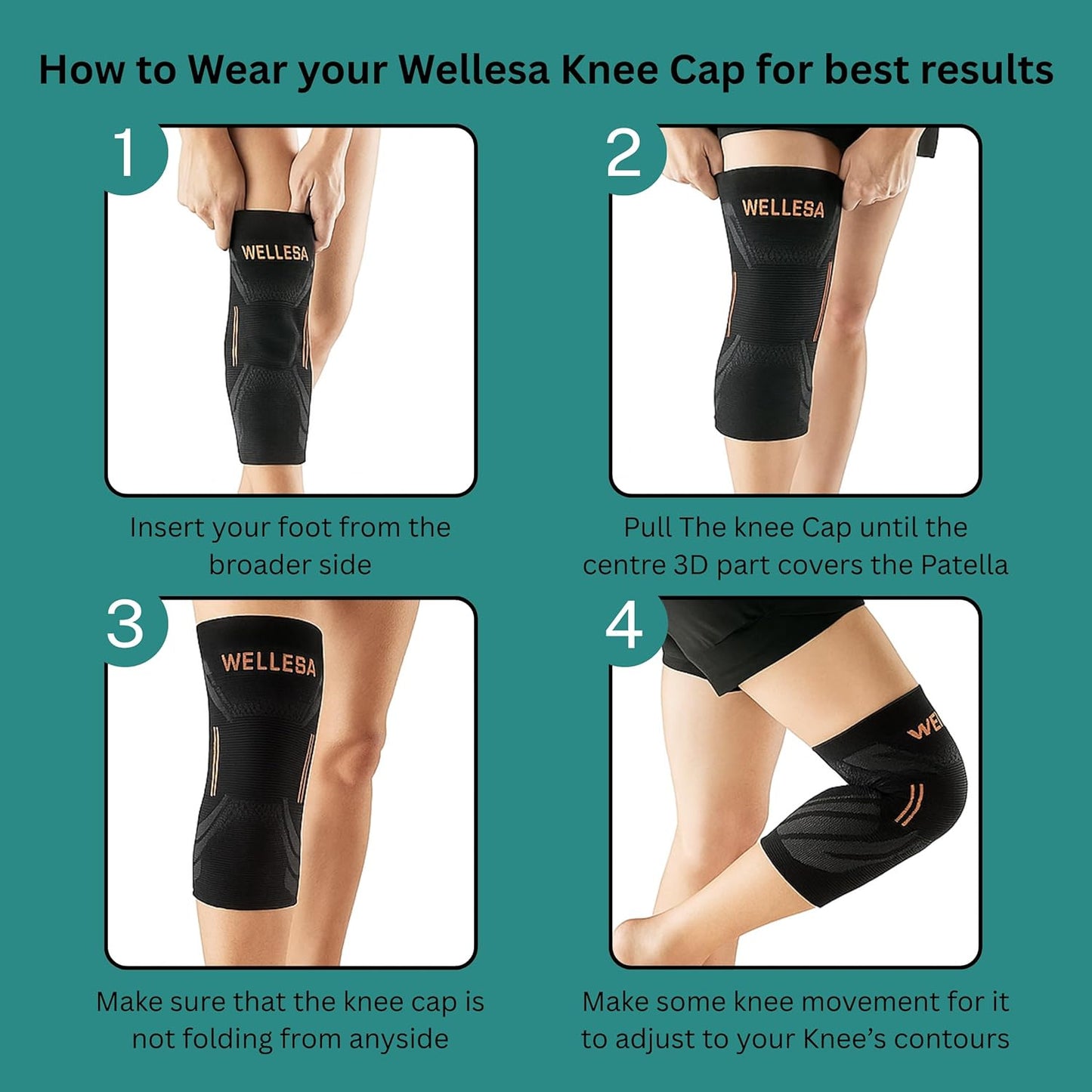 WELLESA NeoRing Patella Knee Cap for Sports & Gym Use — Flexible Compression Sleeve