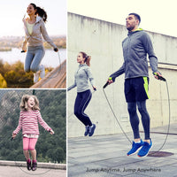 Wellesa Skipping Rope for Men & Women Anti-Slip Foam Handles | PVC Coated Steel Wire Jumping Rope for Kids, Adults | Cardio, Fat Burn & Gym Workout - Black