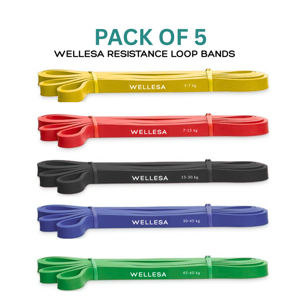 Wellesa Resistance Bands Set for Exercise & Stretching, & Workout (Pack of 5)