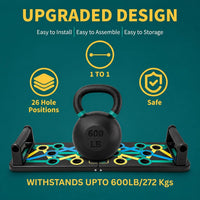 WELLESA 15-in-1 Push Up Board for Men & Women Pushup Stand for Chest, Triceps, Shoulders & Back | Anti-Slip Foldable Push Up Bar | Home & Gym Training kit - Multicolour