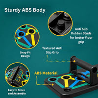 WELLESA 15-in-1 Push Up Board for Men & Women Pushup Stand for Chest, Triceps, Shoulders & Back | Anti-Slip Foldable Push Up Bar | Home & Gym Training kit - Multicolour