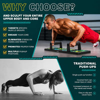 WELLESA 15-in-1 Push Up Board for Men & Women Pushup Stand for Chest, Triceps, Shoulders & Back | Anti-Slip Foldable Push Up Bar | Home & Gym Training kit - Multicolour